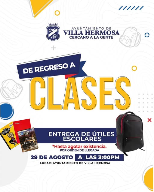 Ayuntamiento de Villa Hermosa Anuncia Entrega de Kits de Útiles Escolares