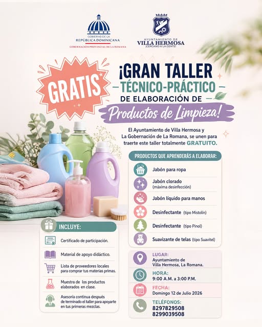 ¡GRAN TALLER GRATUITO DE PRODUCTOS DE LIMPIEZA!